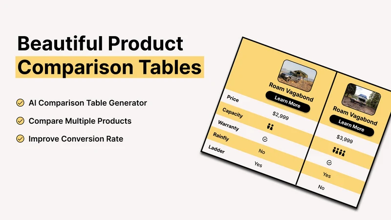 TableAI ‑ comparison table