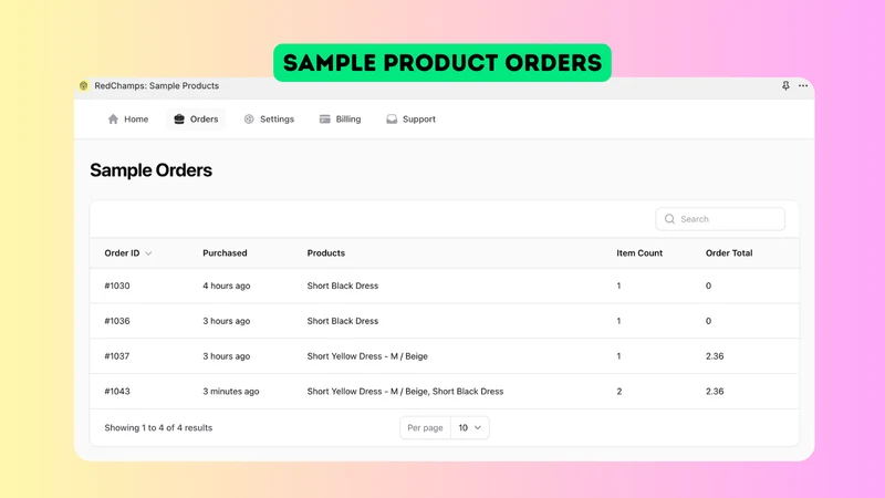 RedChamps: Sample Products