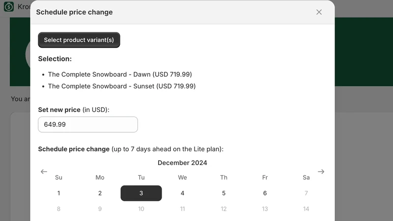 Kronos Price Scheduler