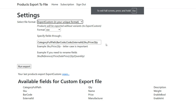 PETF: products export to files