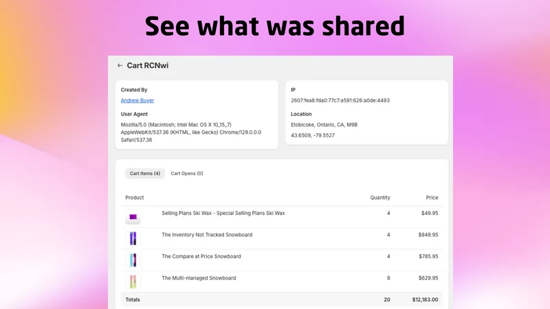Share Cart: Link, Social, Chat