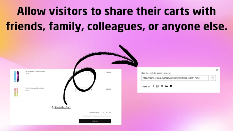 Share Cart: Link, Social, Chat