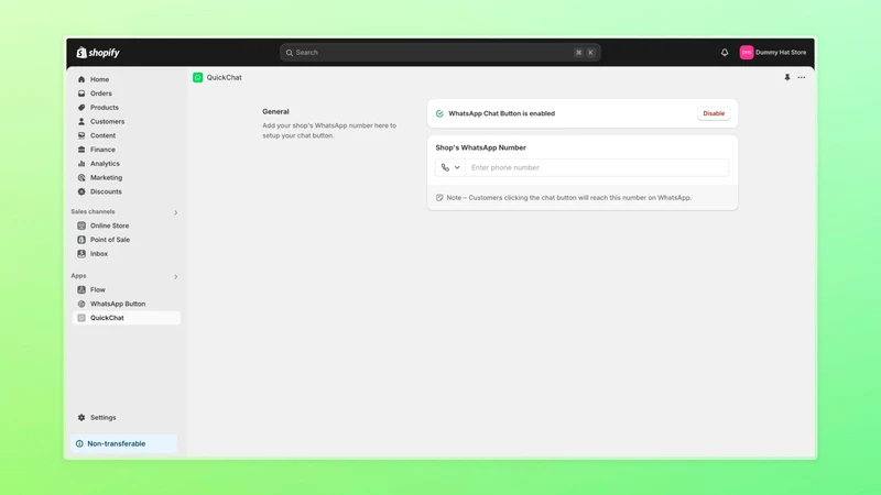 QuickChat: WhatsApp Button