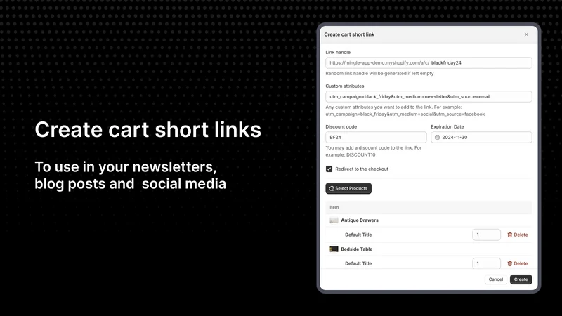 Mingle ‑ Shareable cart links