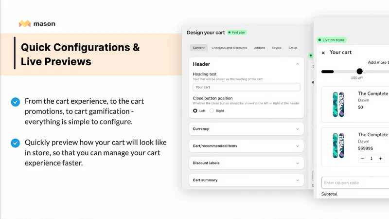 Mason: AI Smart Cart & Upsells