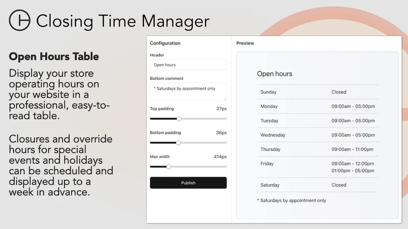 Closing Time Manager