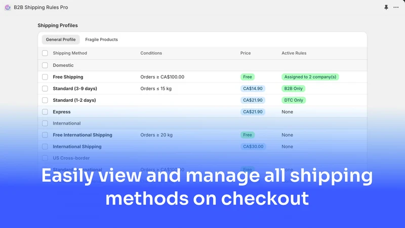 B2B Shipping Rules Pro