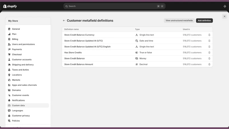 SCS Store Credit Email Segment