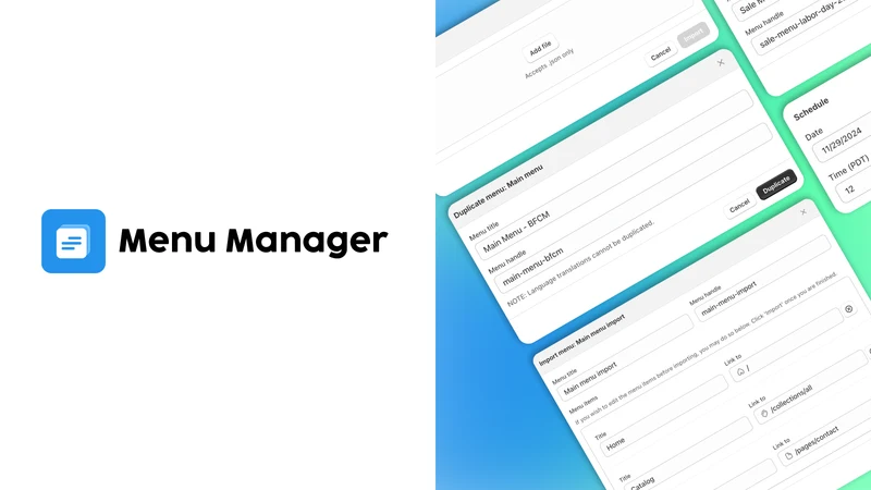 Menu Manager | Copy & Backup