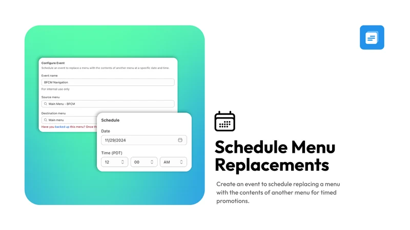 Menu Manager | Copy & Backup