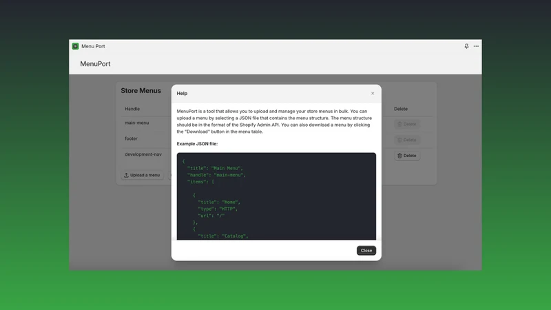 MenuPort ‑ Menu Export/Import