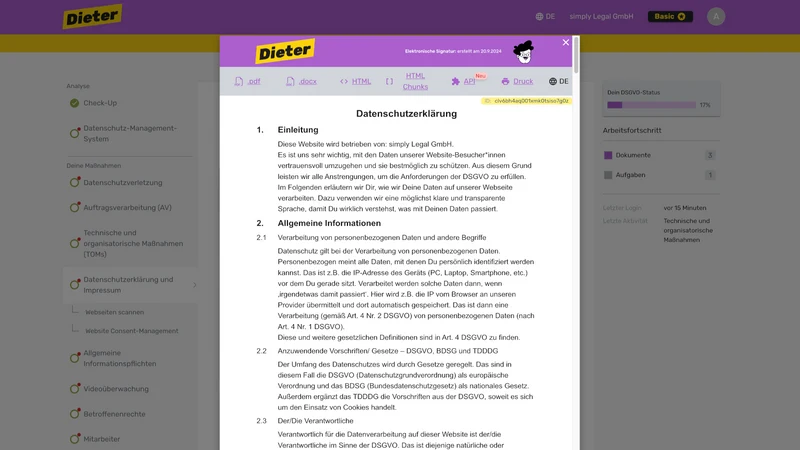 Dieter macht den Datenschutz