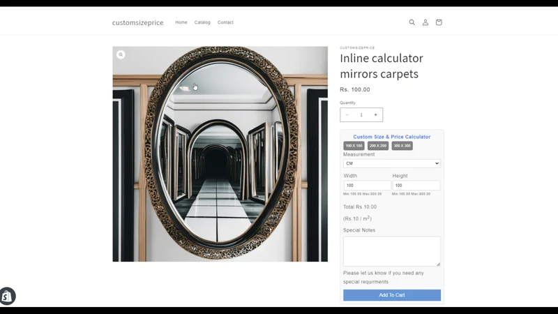 M Custom Size Price Calculator