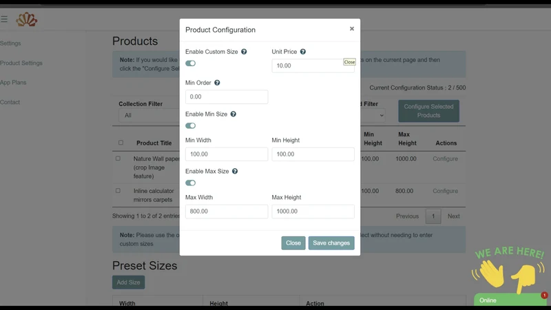 M Custom Size Price Calculator