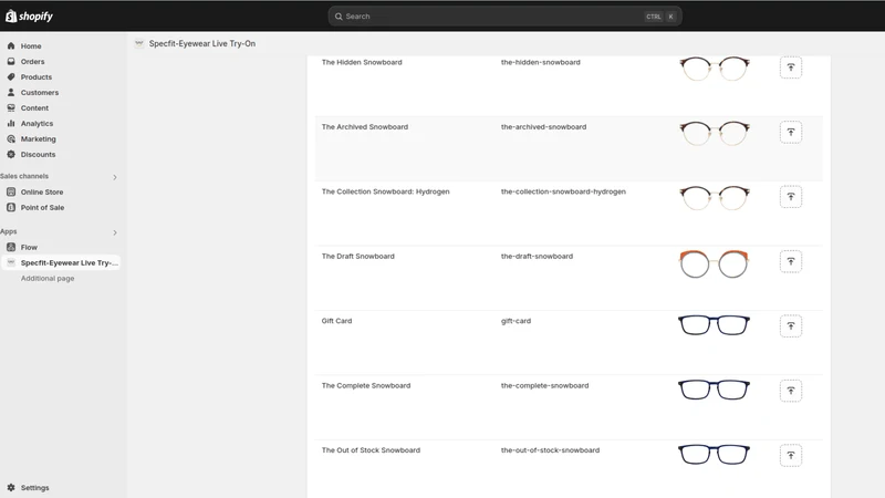 Specfit ‑ Eyewear Live Try‑On