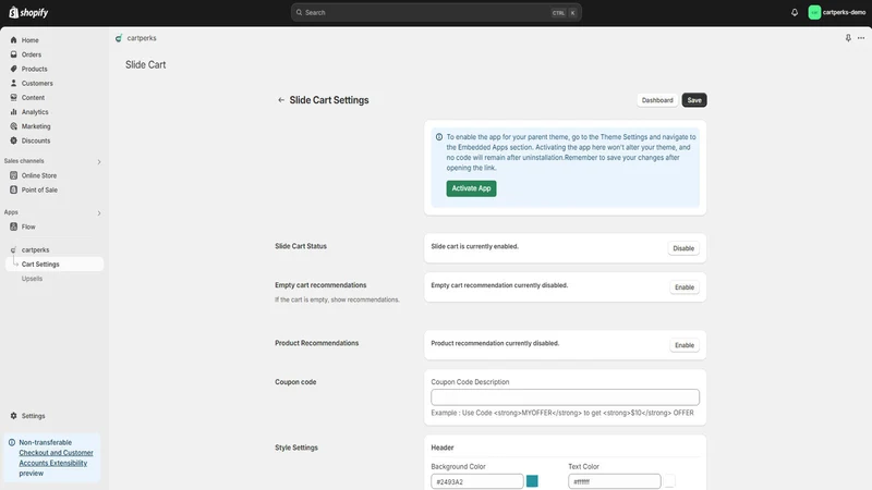 Cartperks ‑ Slide Cart App
