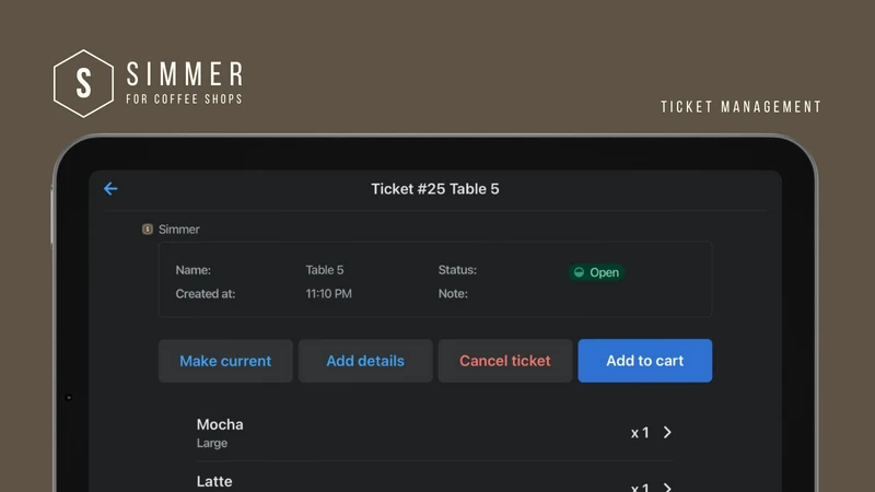 Simmer: Food Service/Cafe POS