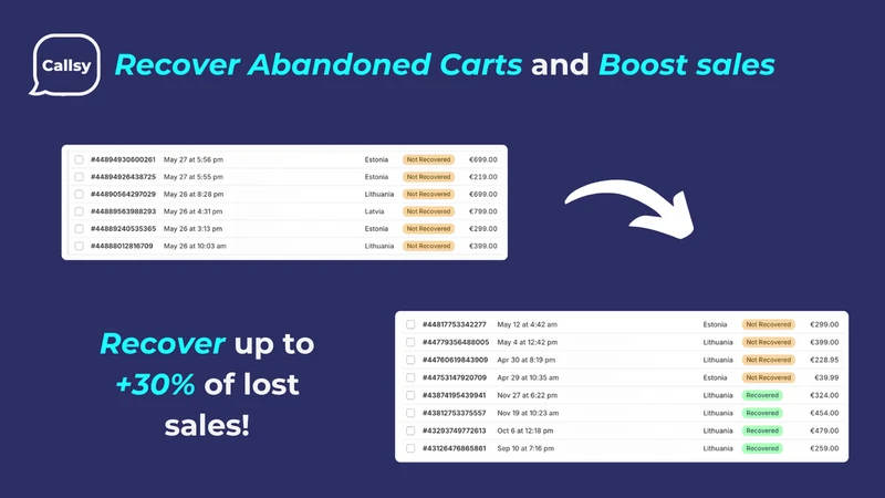 Callsy Abandoned Cart Recovery