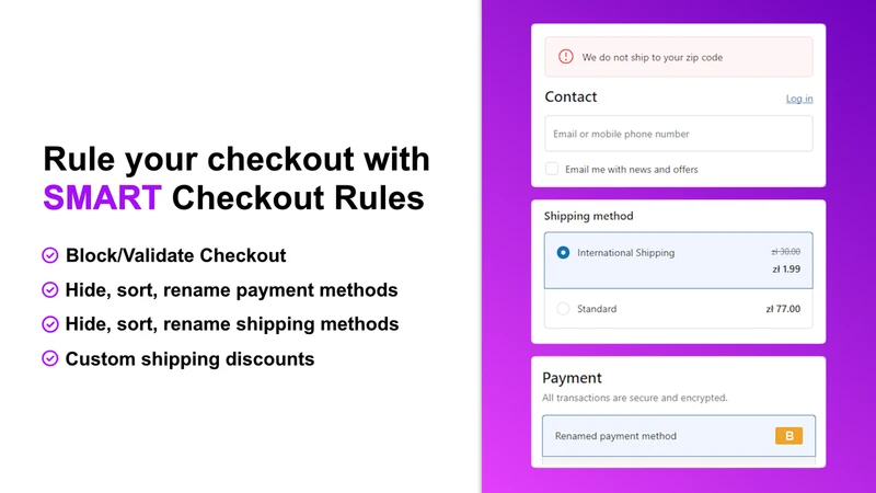 SMART Checkout Rules & Upsells