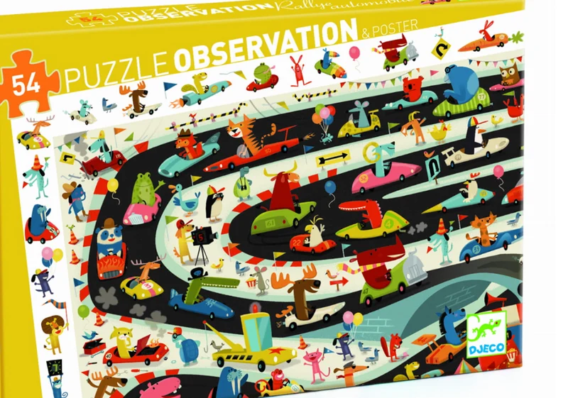 Puzzle Observación Rally de coches - Djeco