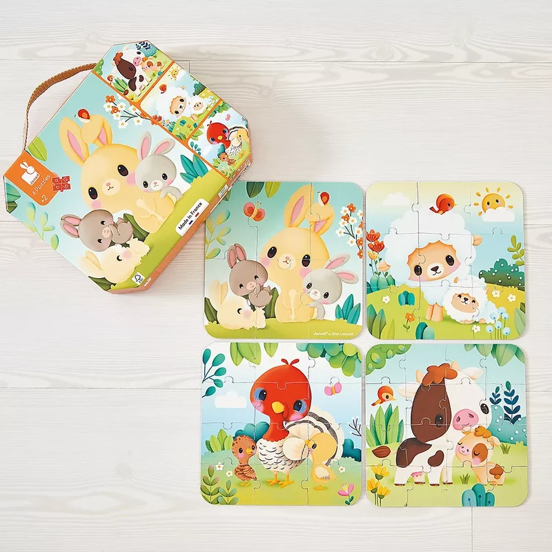 Set de 4 Puzzles Evolutivos: Animales de la Granja - Janod