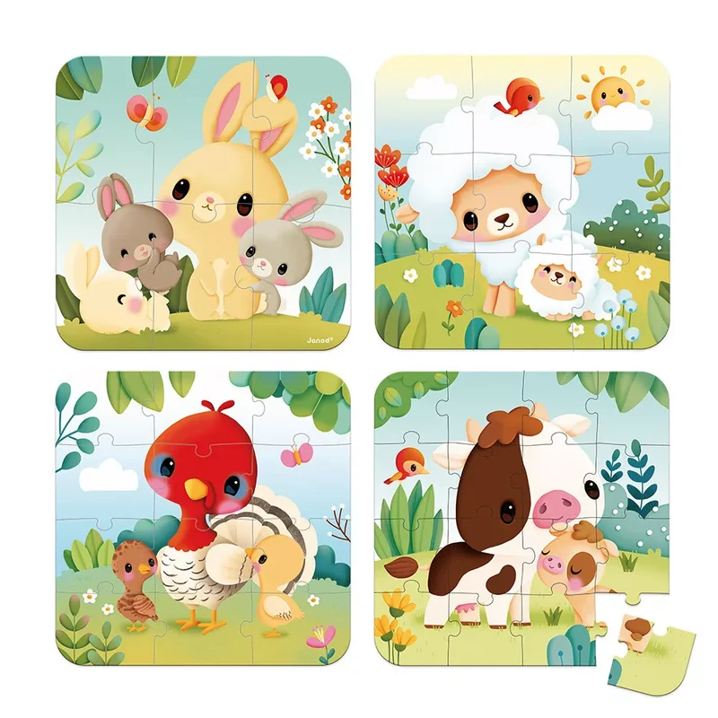 Set de 4 Puzzles Evolutivos: Animales de la Granja - Janod