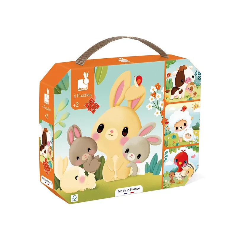 Set de 4 Puzzles Evolutivos: Animales de la Granja - Janod
