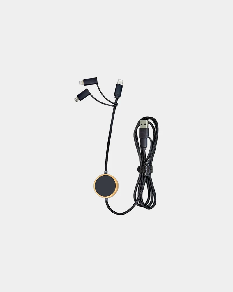 Cable reciclado 5 en 1 con LED Bluetech para personalizar