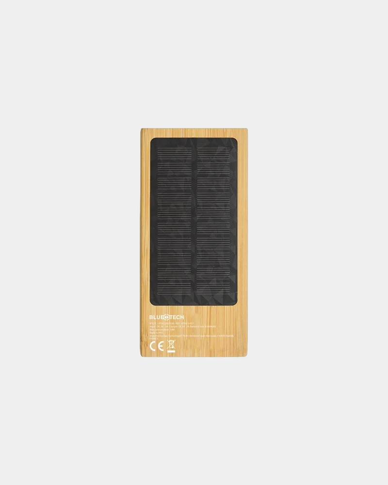 Power bank solar bambú Bluetech 8000mAh para personalizar