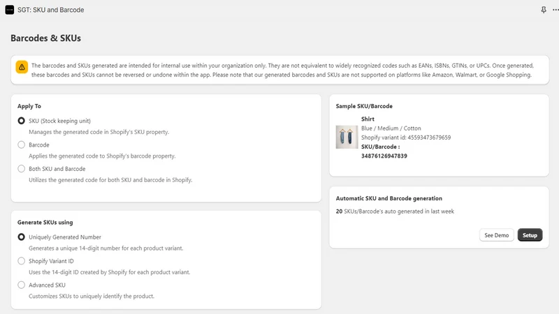 SGT: SKU and Barcode Generator