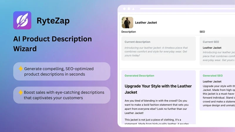 AI PRODUCT DESCRIPTION RyteZap