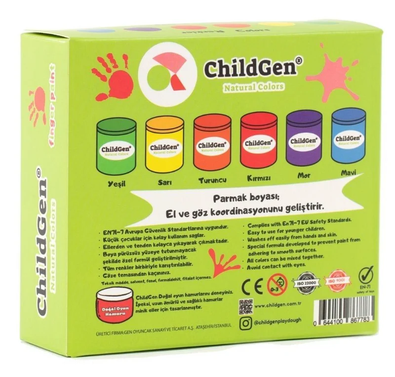 6 botes pintura dedos natural - Childgen