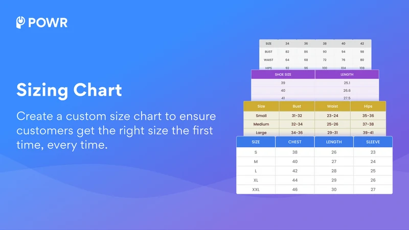 POWR: Size Chart Sizing Guide