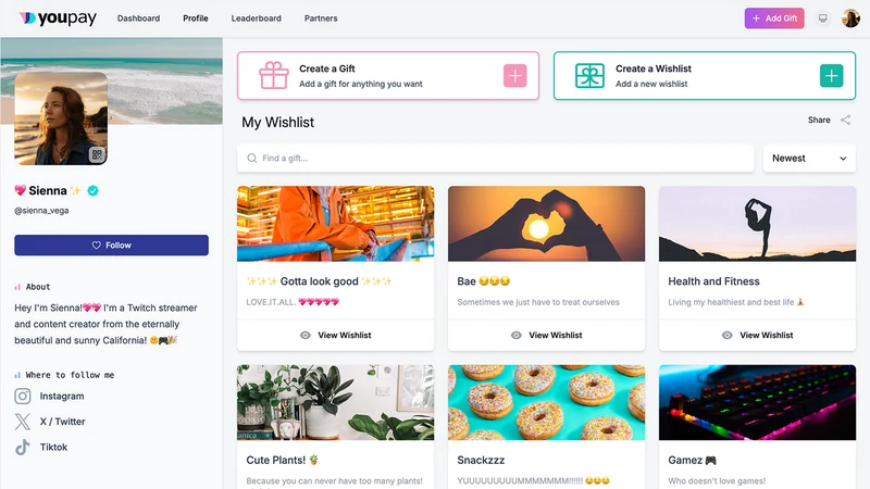 YouPay: Creator Wishlists