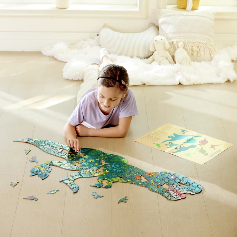 Hape - Puzzle de Suelo Brillante de Dinosaurios - 200 pzs