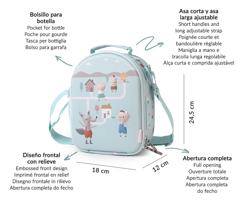 Bolsa Merienda Térmica 3D 3 Cerditos