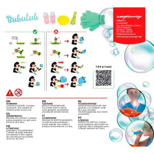 BUBULUB POMPAS DE JABÓN Y GUANTES