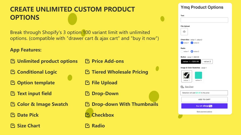 Ymq Product Options, Variants