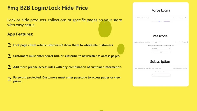 Ymq B2B Lock, Login & Password