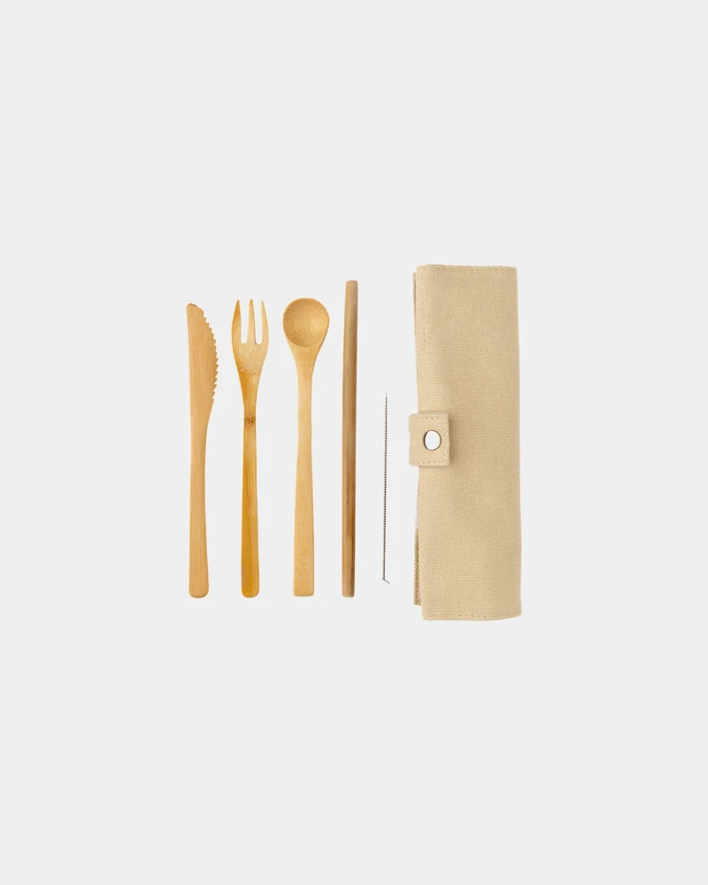 Set de cubiertos de bambú reutilizable para personalizar