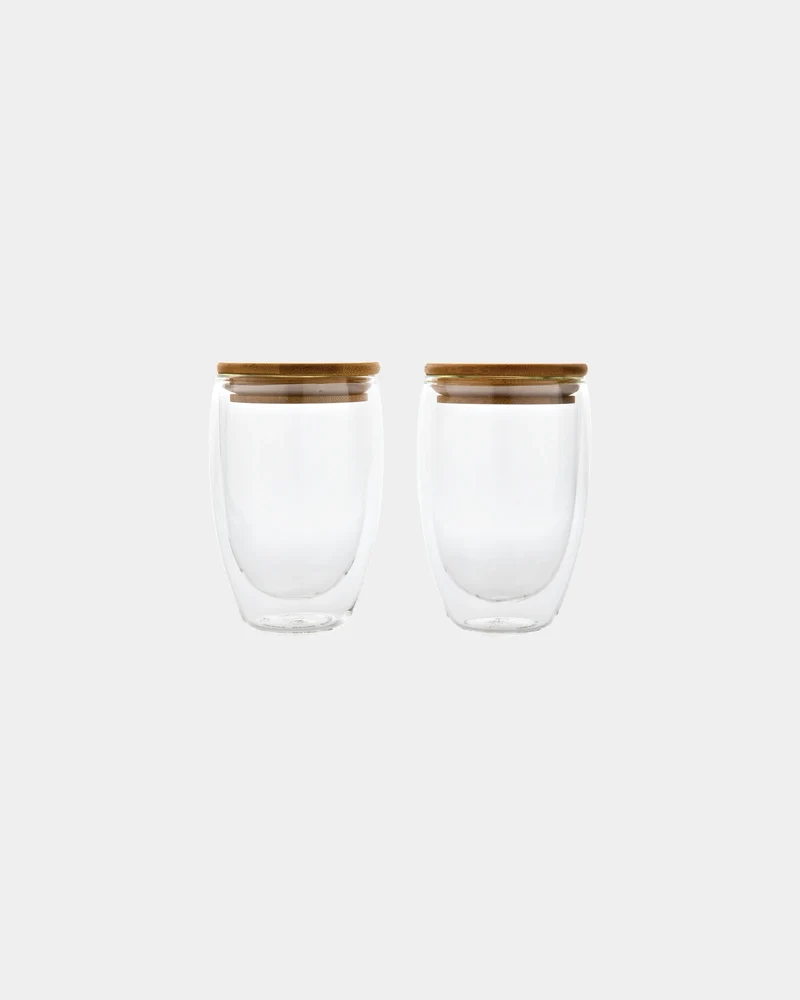 Set 2 vasos doble pared 350ml bambú para personalizar