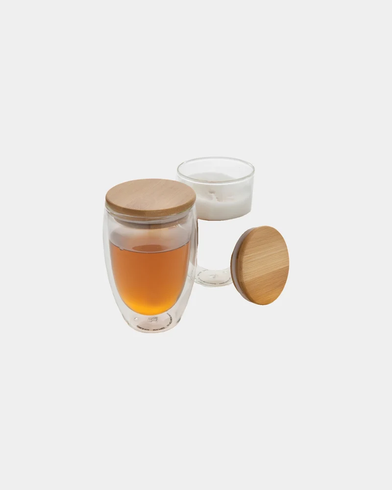 Set 2 vasos doble pared 350ml bambú para personalizar