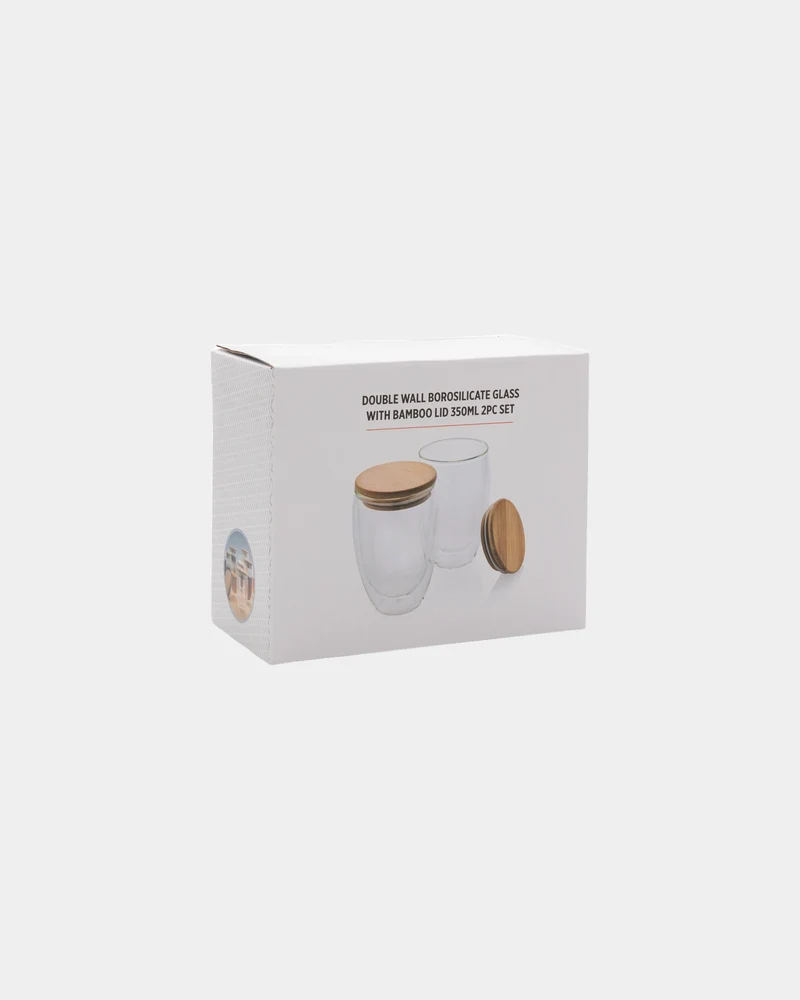 Set 2 vasos doble pared 350ml bambú para personalizar