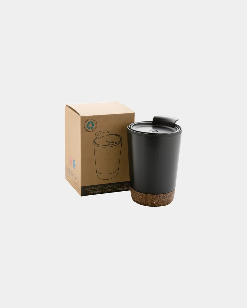 Taza térmica reciclada GRS corcho 300ml para personalizar