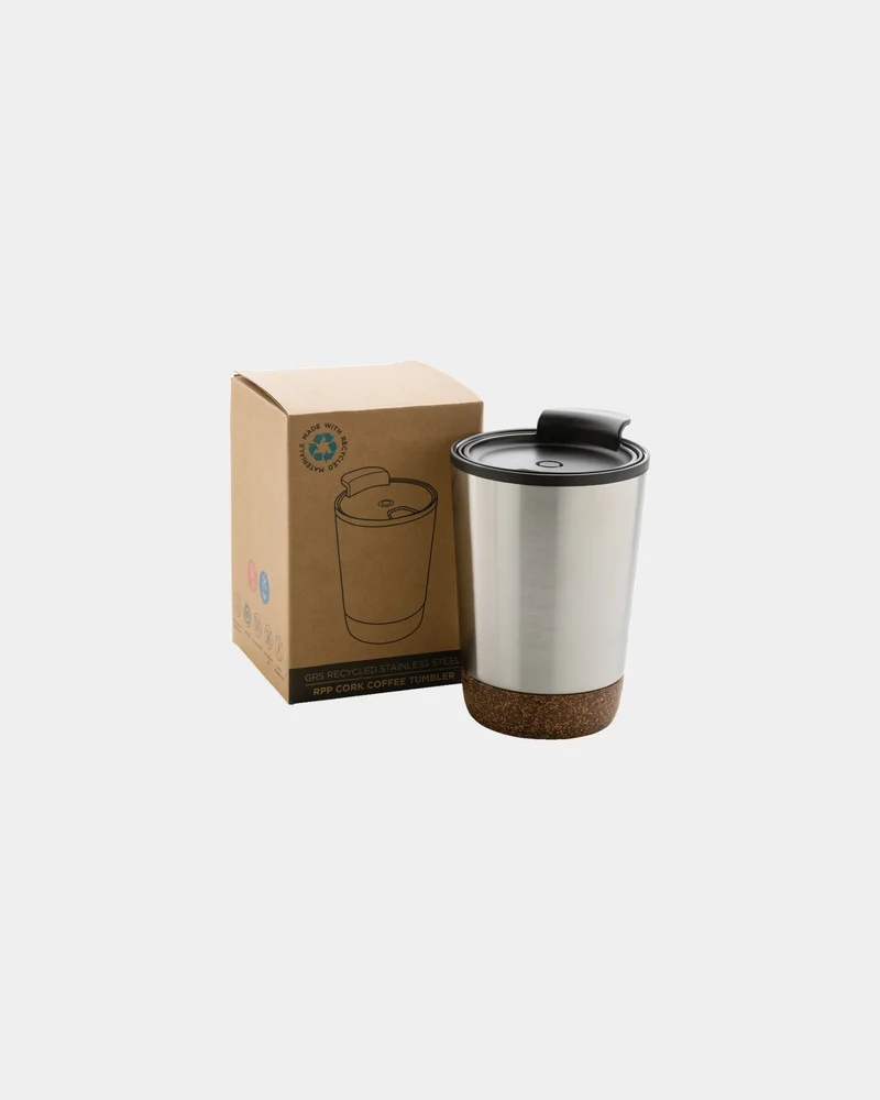 Taza térmica reciclada GRS corcho 300ml para personalizar