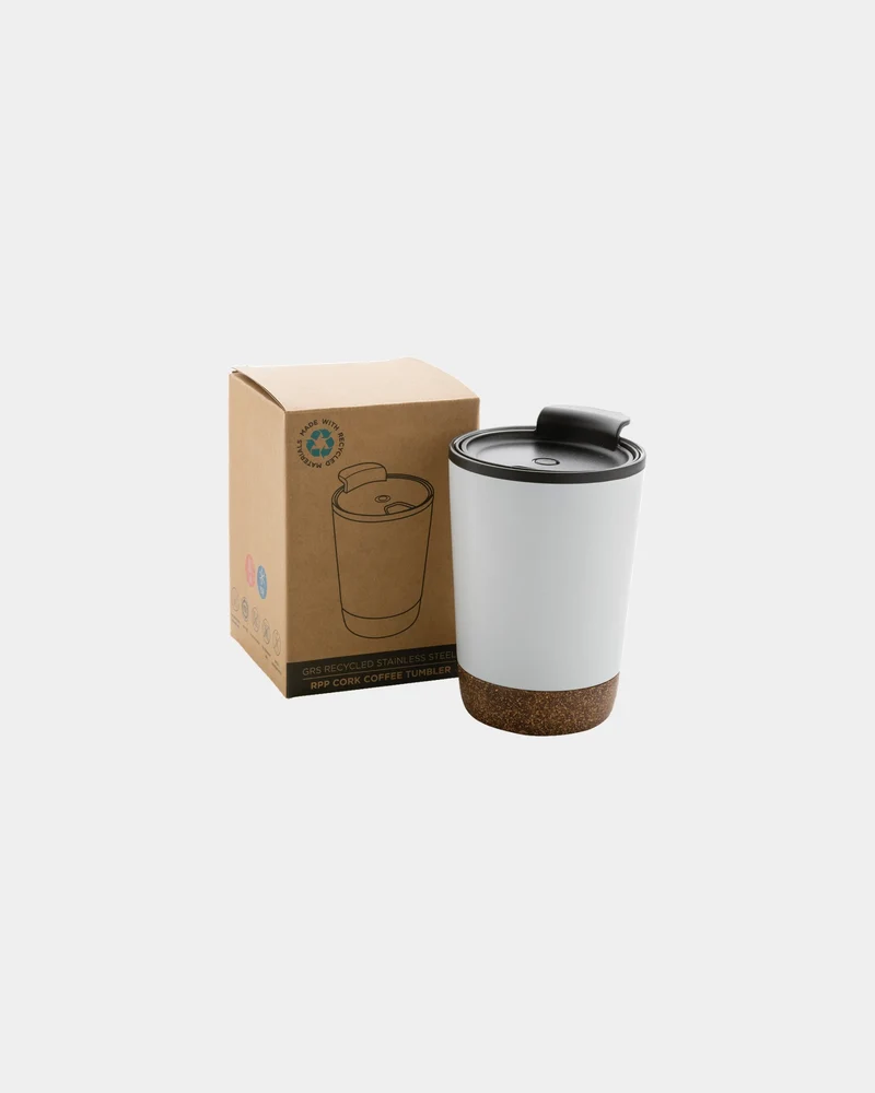 Taza térmica reciclada GRS corcho 300ml para personalizar