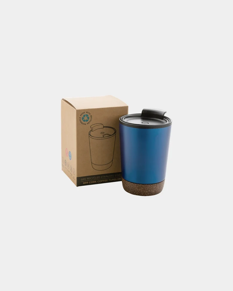 Taza térmica reciclada GRS corcho 300ml para personalizar