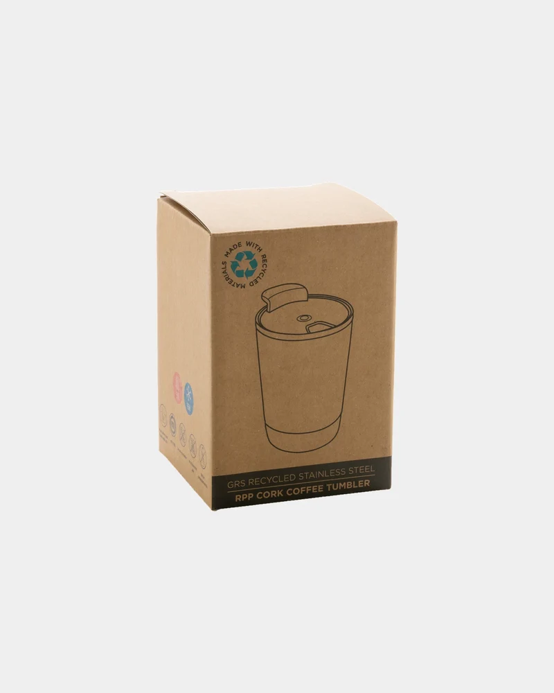 Taza térmica reciclada GRS corcho 300ml para personalizar