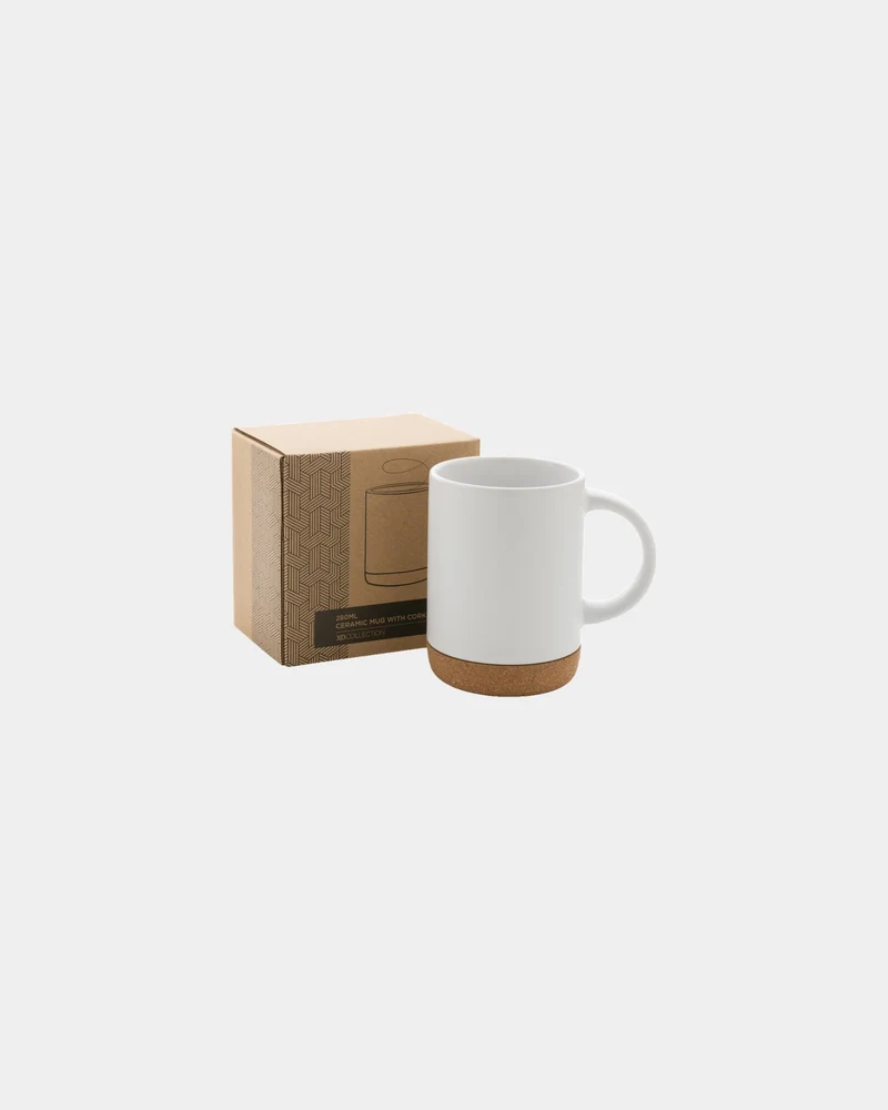 Taza cerámica base de corcho 280ml para personalizar