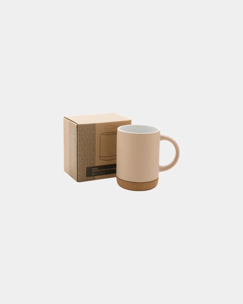 Taza cerámica base de corcho 280ml para personalizar